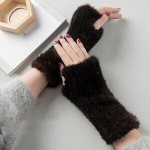Winter Mittens Knitted Mink Fur Gloves